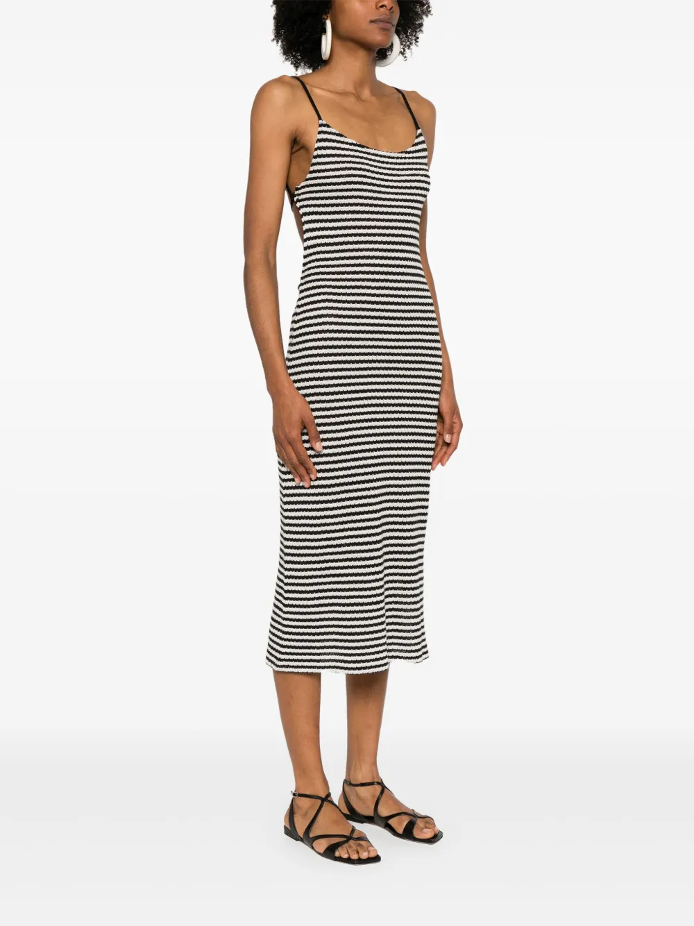 Emporio Armani Gestreepte midi-jurk Zwart