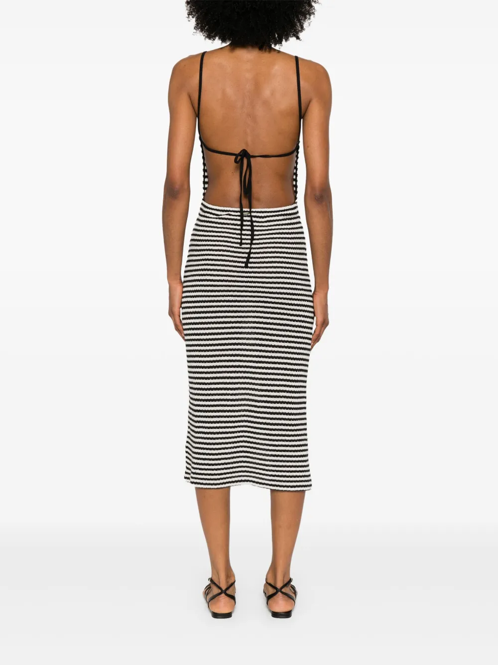Emporio Armani Gestreepte midi-jurk Zwart