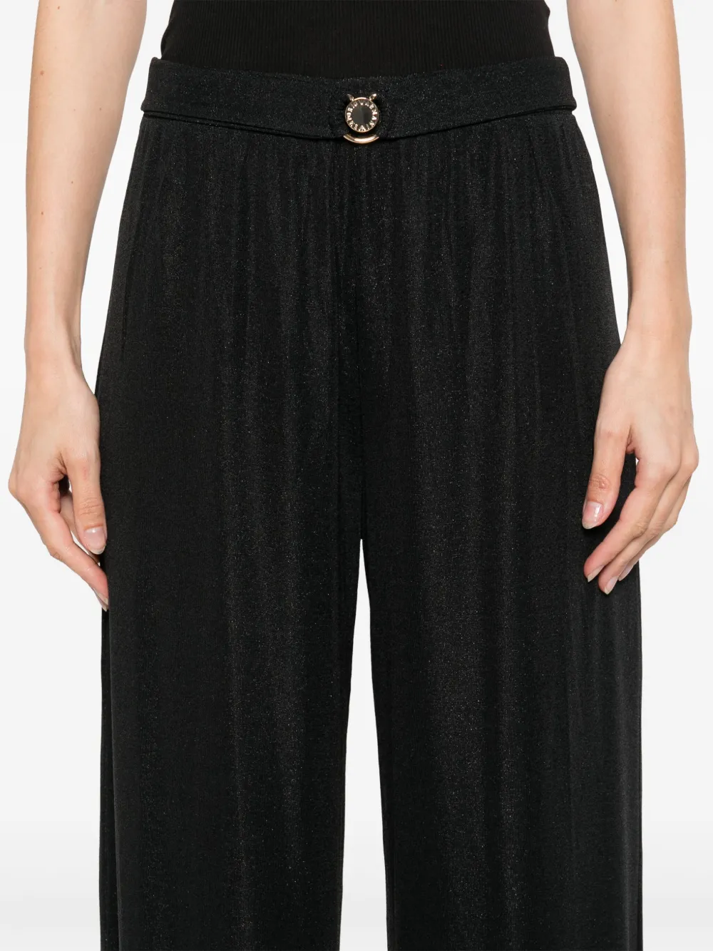 Shop Emporio Armani Logo-engraved Trousers In Black
