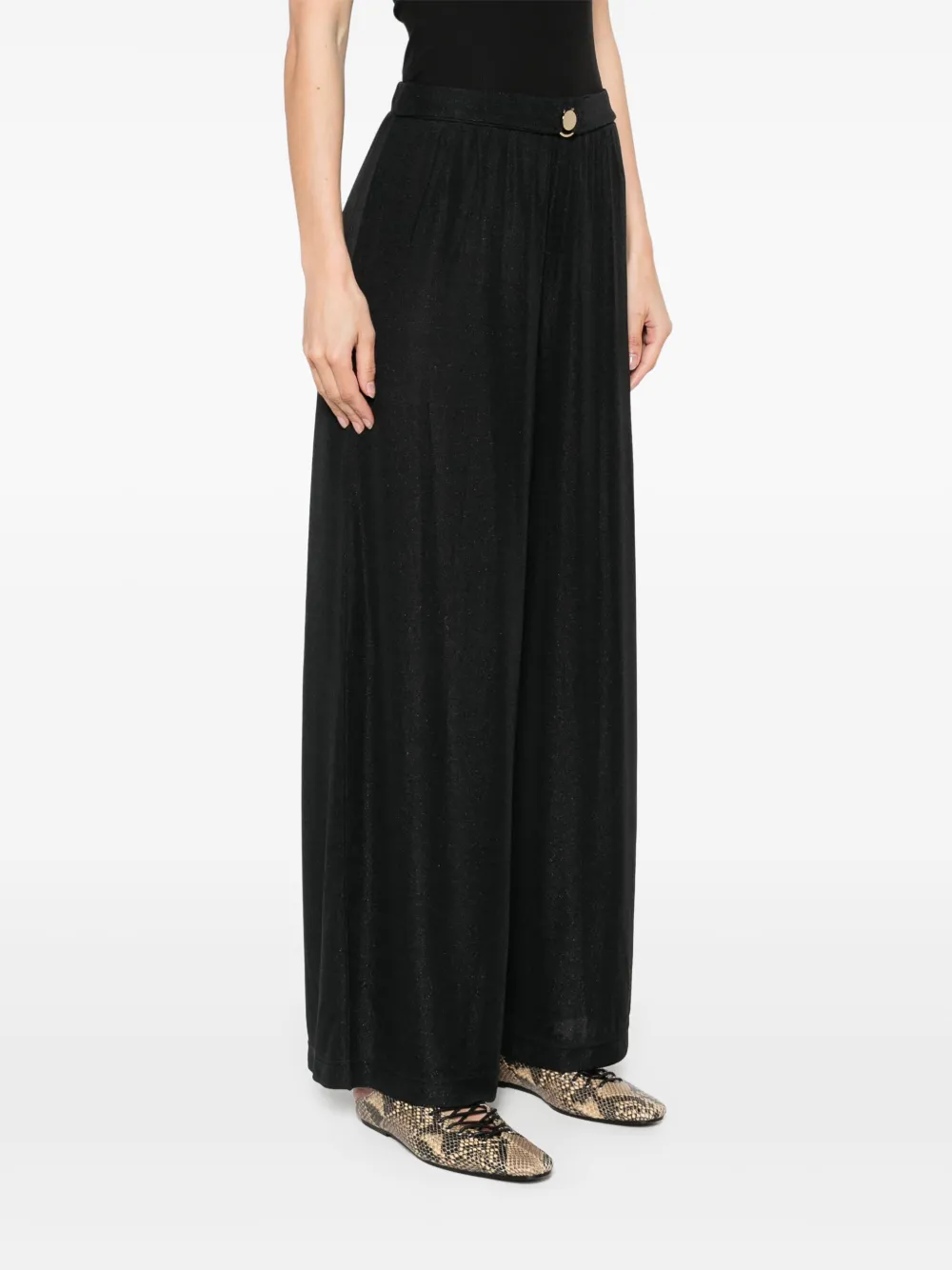Shop Emporio Armani Logo-engraved Trousers In Black