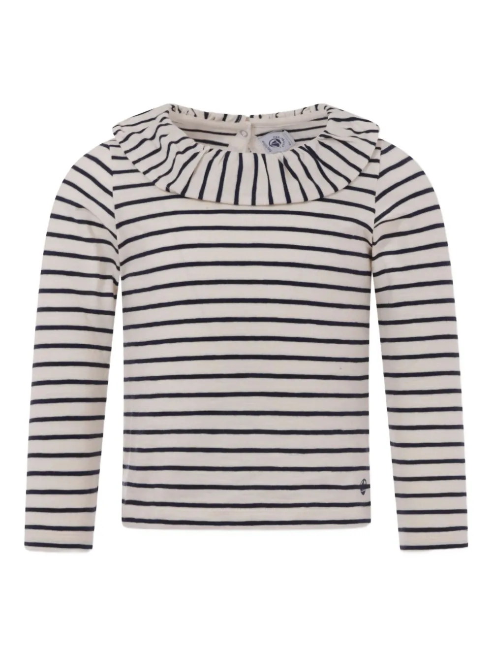 Petit Bateau frilled striped T-shirt Beige