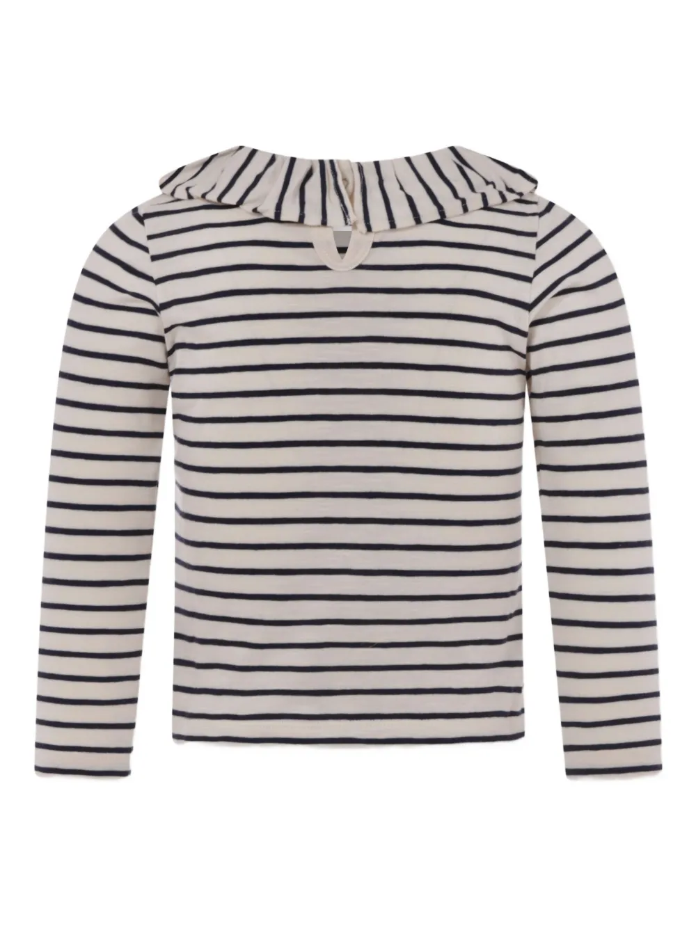 Petit Bateau frilled striped T-shirt Beige