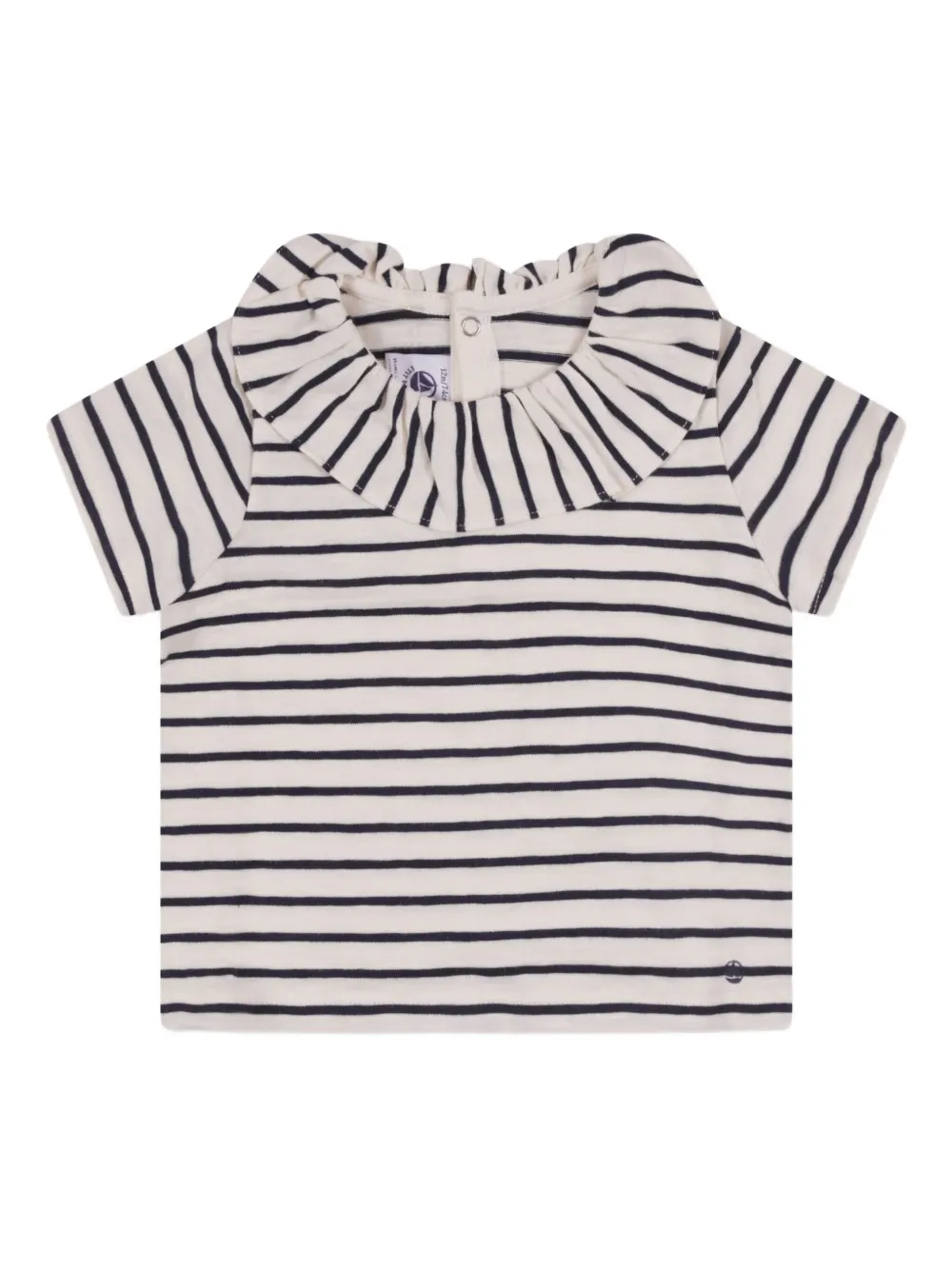 Petit Bateau frilled-collar striped T-shirt Wit
