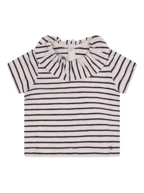 Petit Bateau frilled-collar striped T-shirt