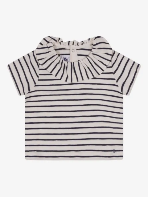 Petit Bateau frilled-collar striped T-shirt