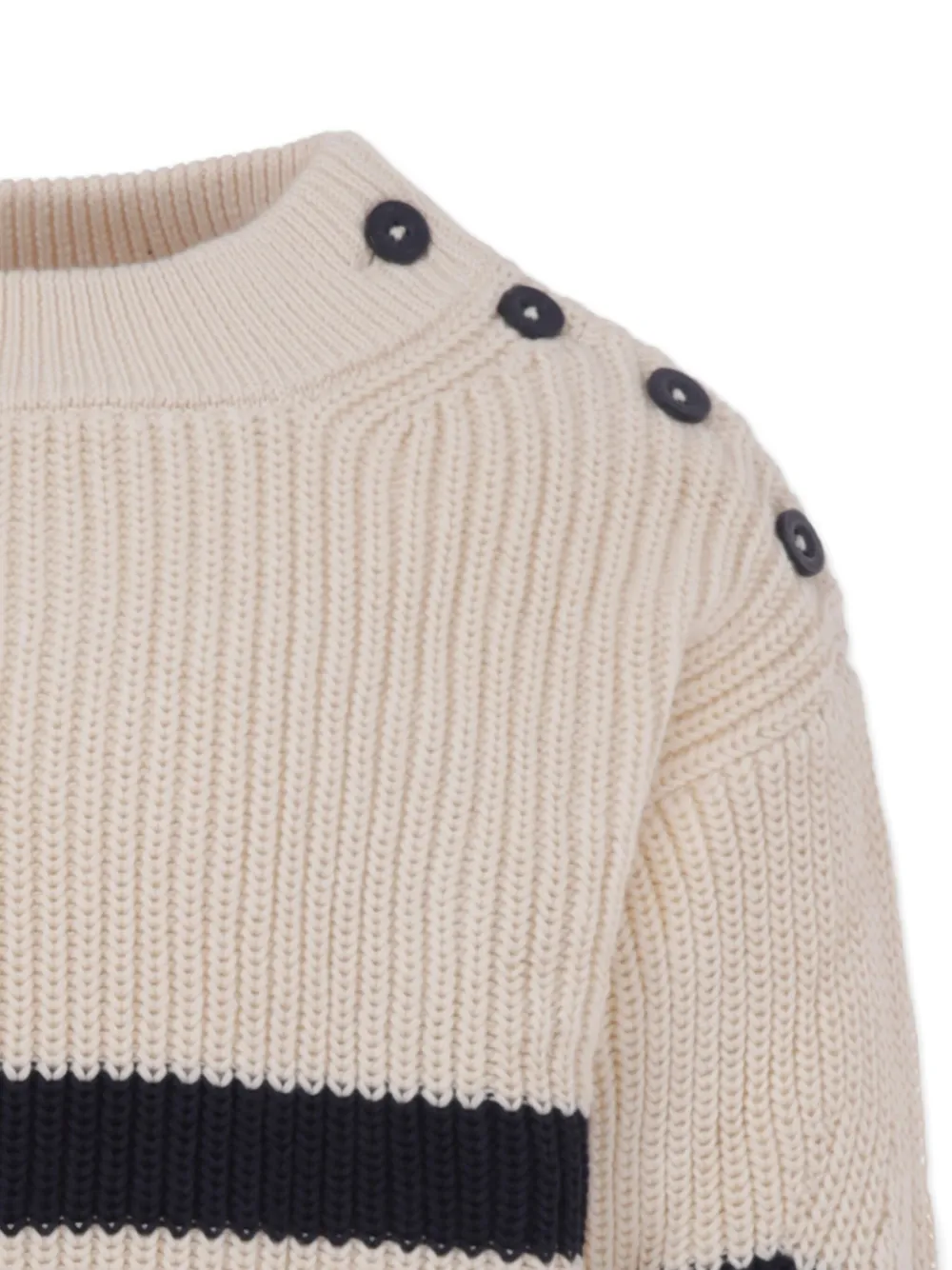 Petit Bateau striped button-detailed sweater Beige