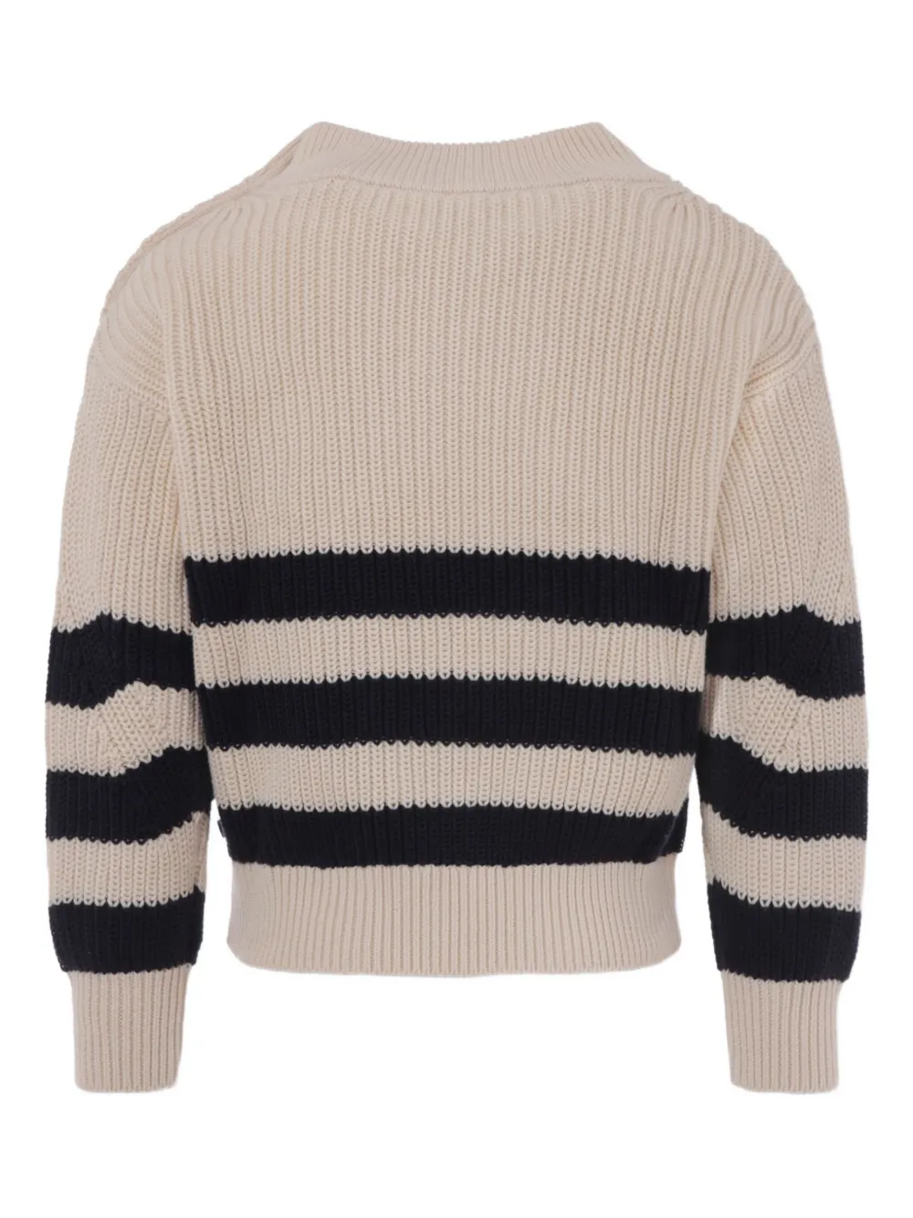 Petit Bateau striped button-detailed sweater Beige