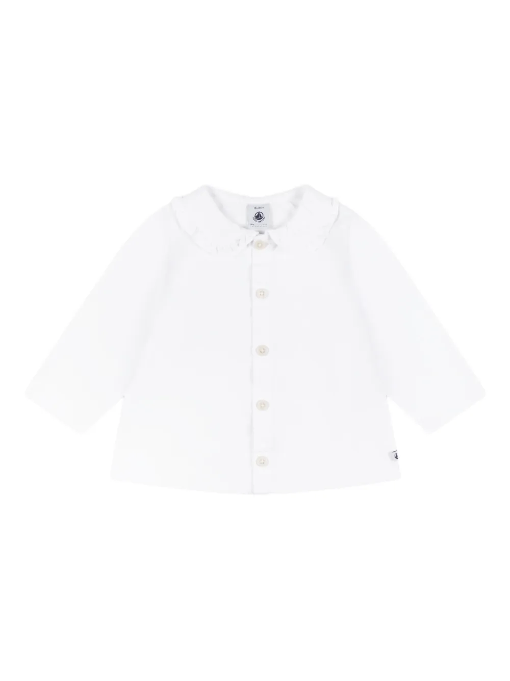 Petit Bateau ruffled-collar long-sleeve top Wit