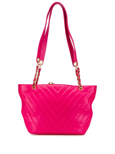 CHANEL Pre-Owned 1991-1994 Chevron Tote Bag aus Lammleder