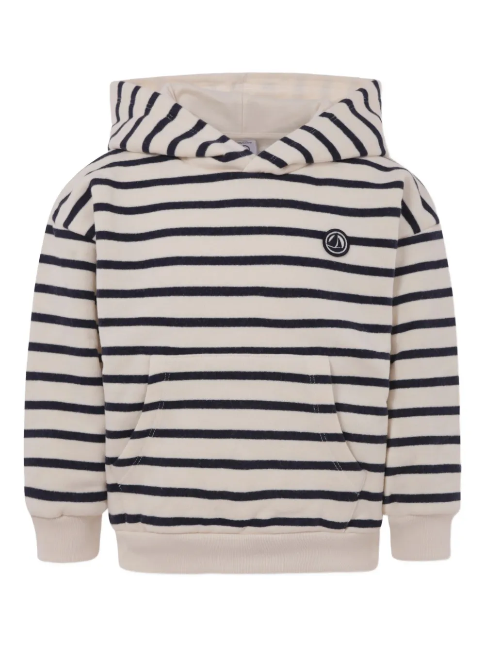 Petit Bateau Striped Hoodie In Nude