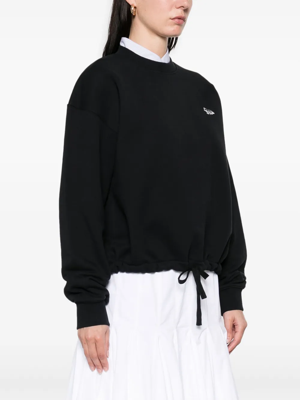 Maison Kitsuné Baby Fox Patch Drawstring Comfort Sweatshirt In Black