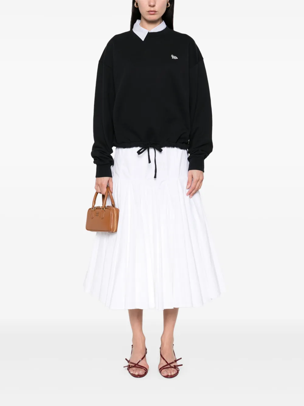 Maison Kitsuné Baby Fox Patch Drawstring Comfort Sweatshirt In Black