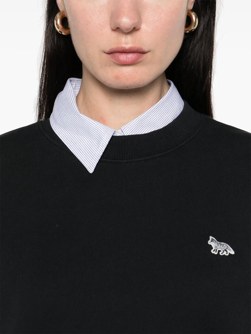 Maison Kitsuné Baby Fox Patch Drawstring Comfort Sweatshirt In Black