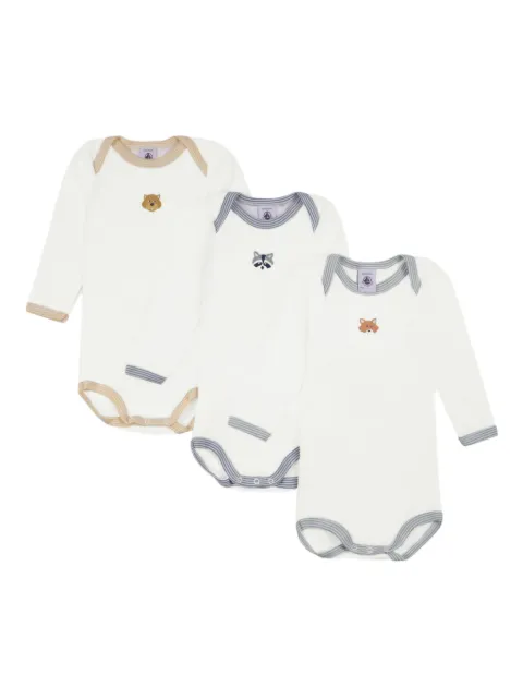 Petit Bateau animal-embroidery bodies (pack of three)