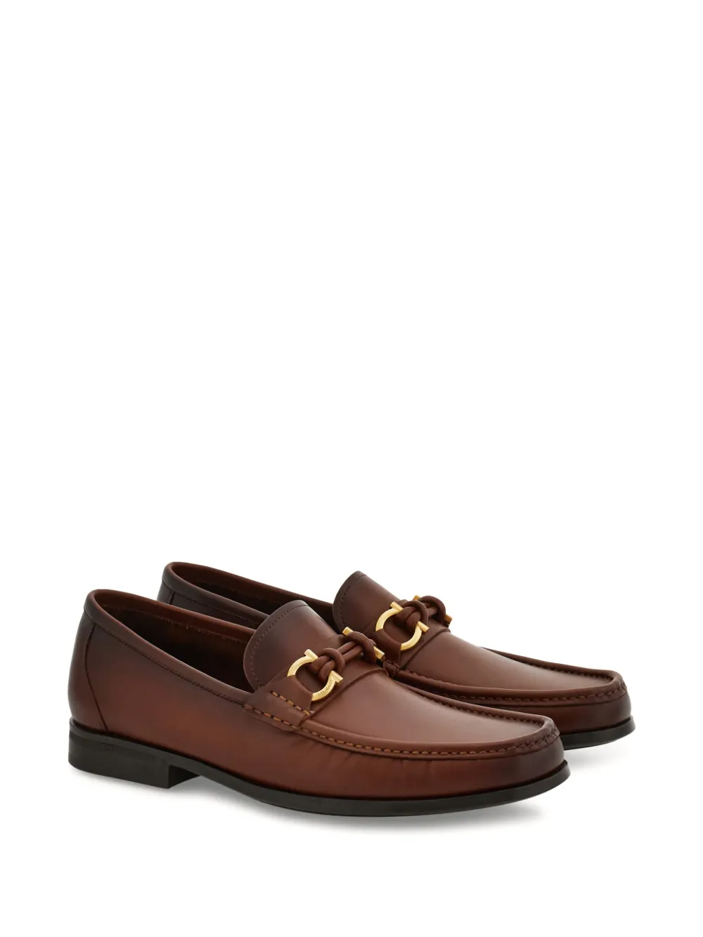 Ferragamo Gancini leather loafers Brown