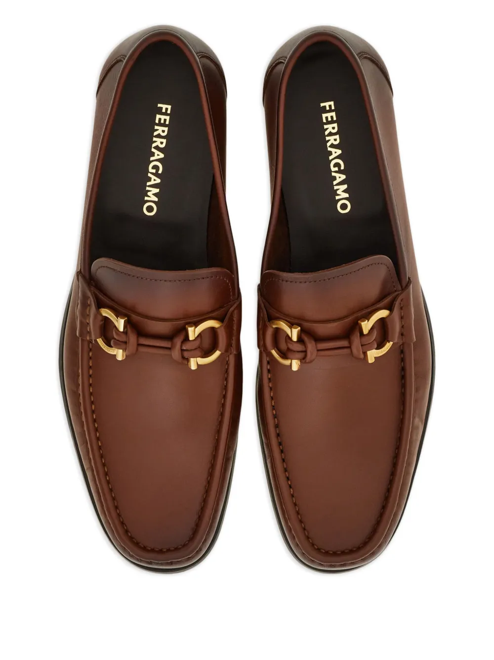 Ferragamo Gancini leather loafers Brown