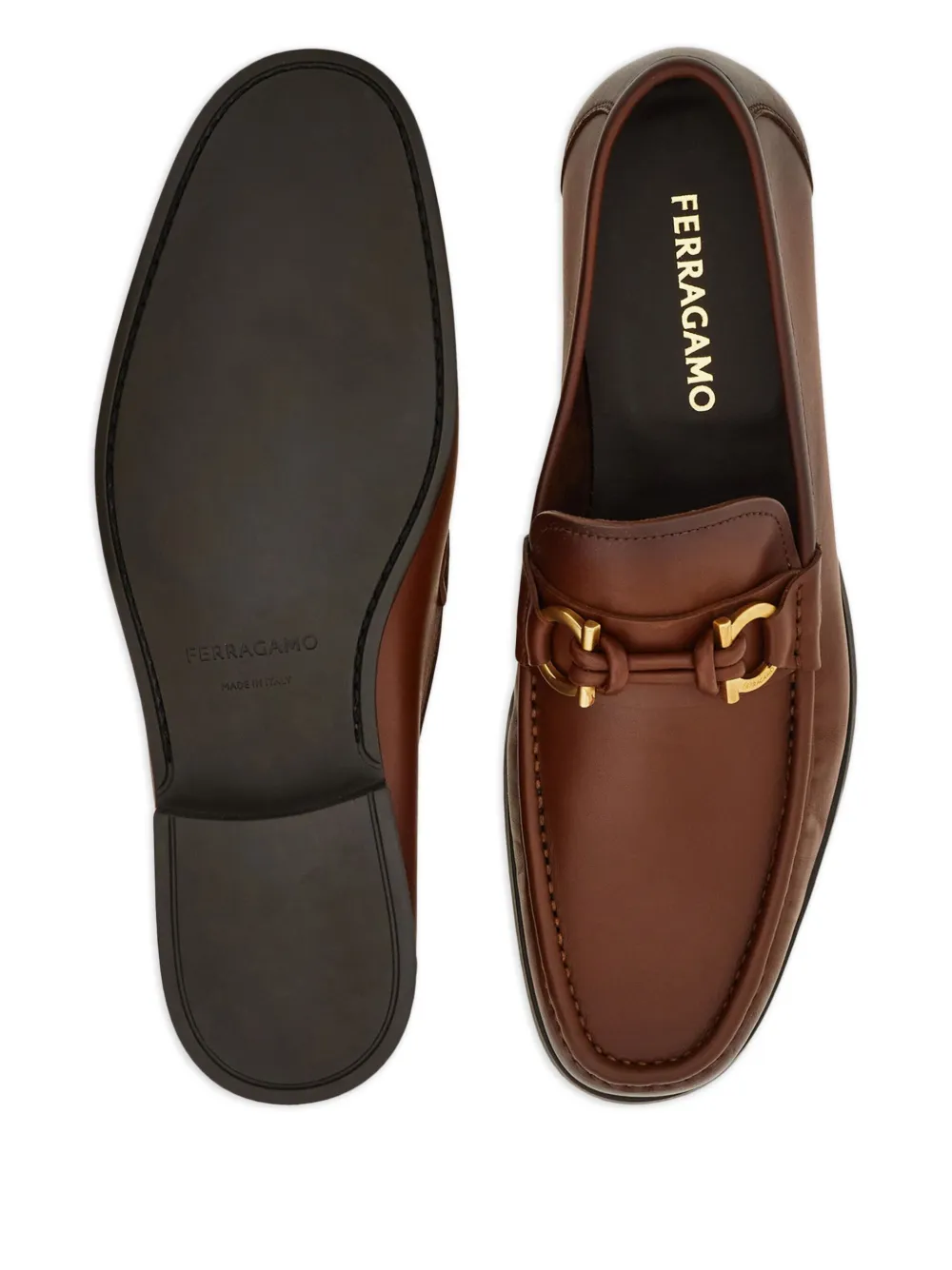 Ferragamo Gancini leather loafers Brown