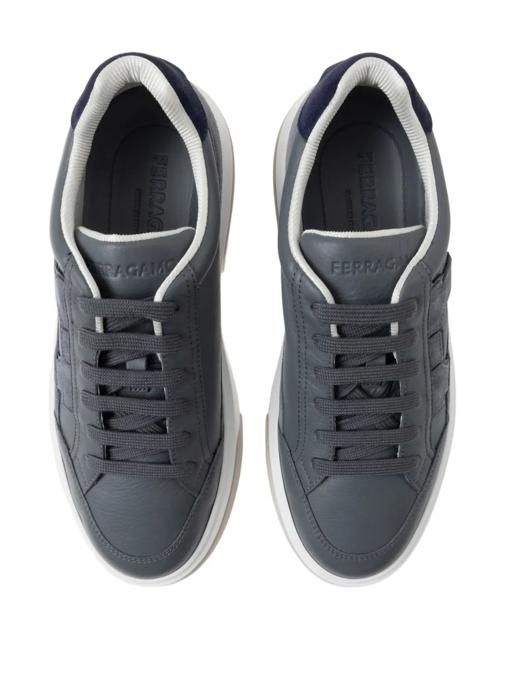 Ferragamo Gancini suede low-top sneakers Grey