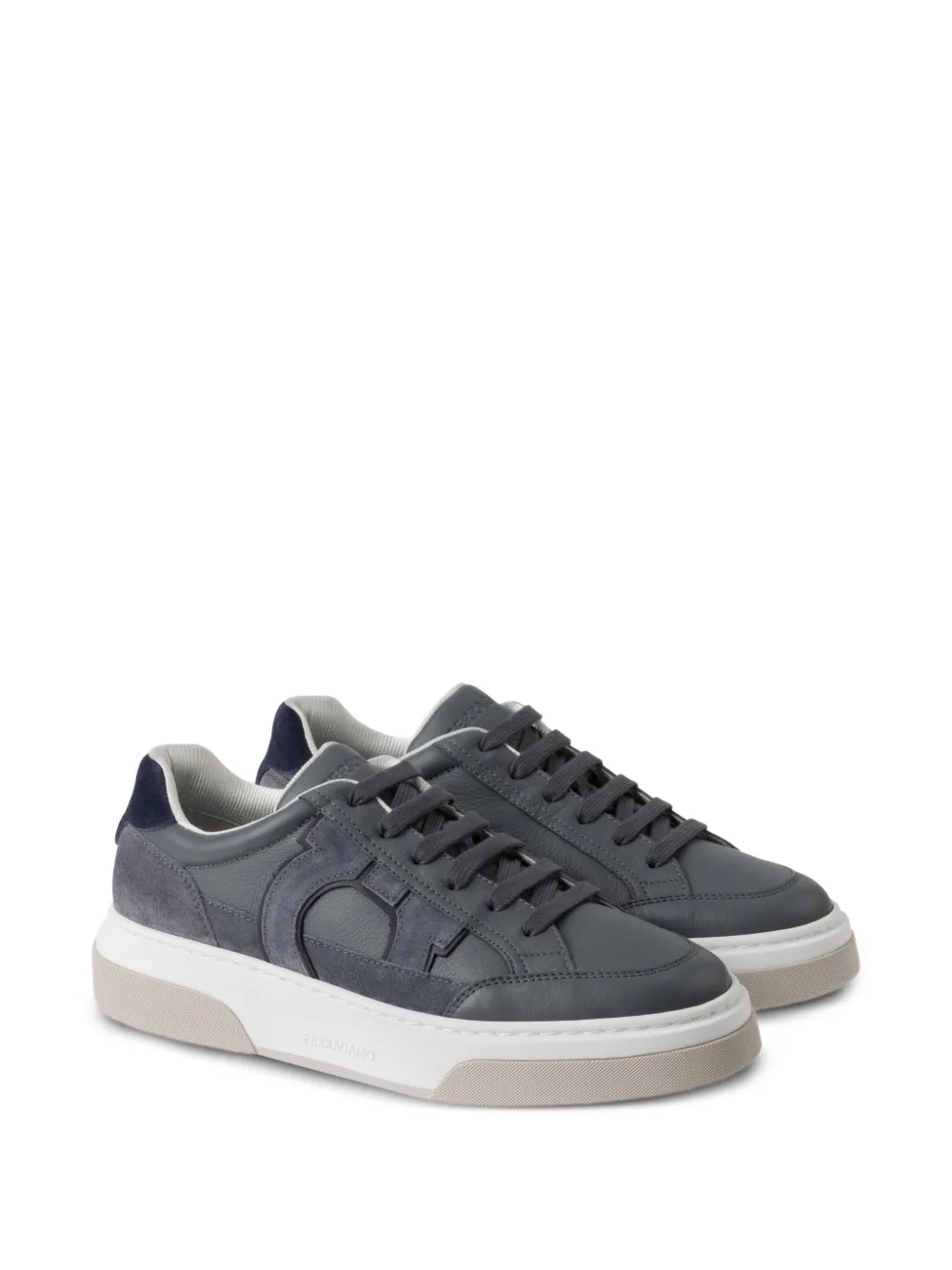 Ferragamo Gancini suede low-top sneakers Grey