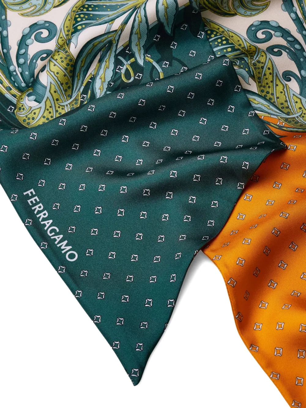 Ferragamo Zijden bandeau met Madras-print Groen
