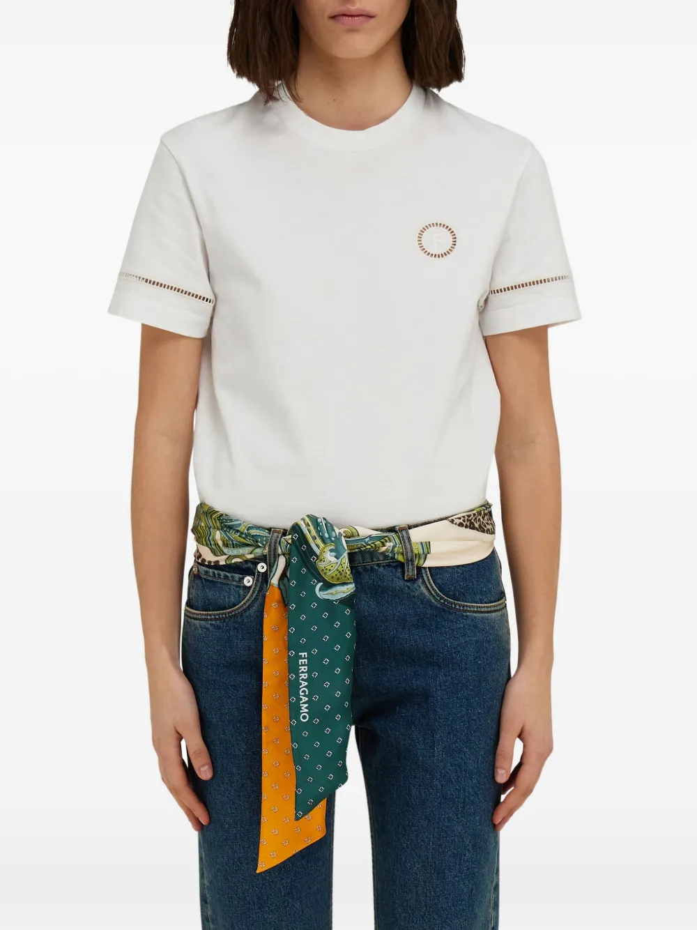 Ferragamo Zijden bandeau met Madras-print Groen