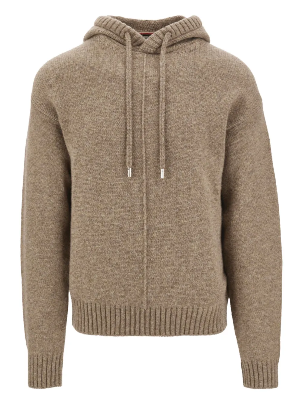 virgin-wool knitted hoodie