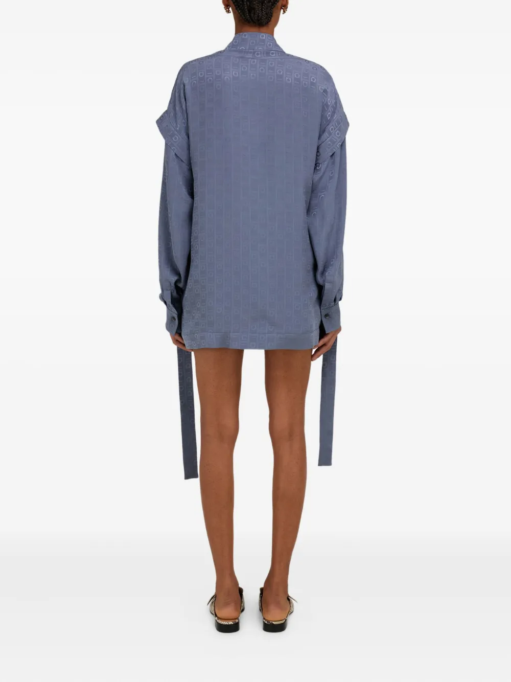 Ferragamo blouse met monogram Blauw