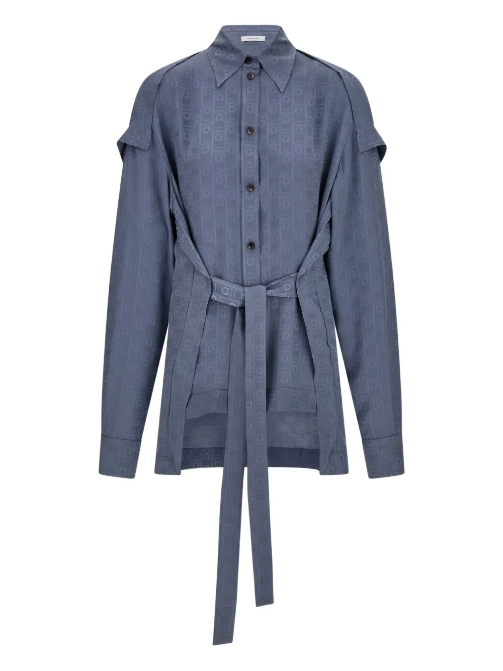 Ferragamo blouse met monogram Blauw