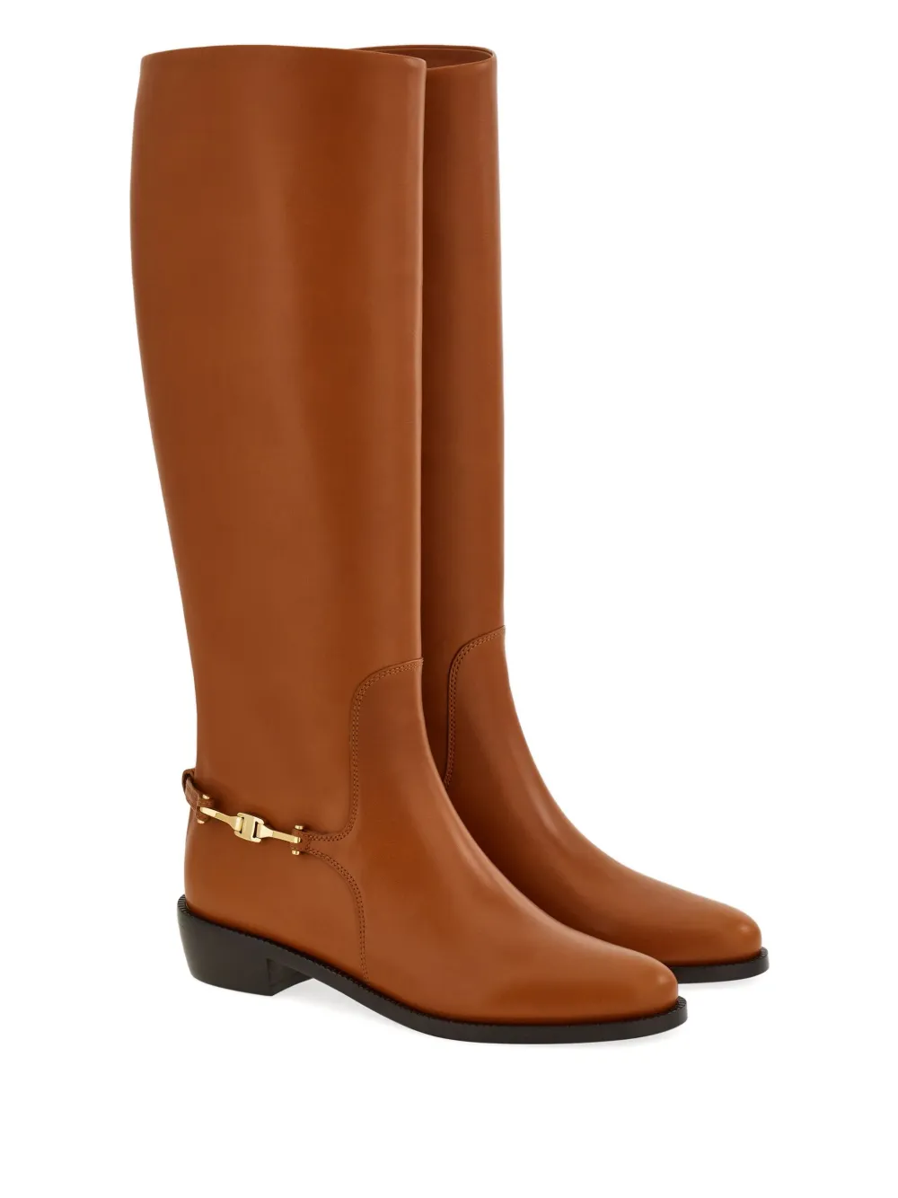 Ferragamo leather knee boots Brown