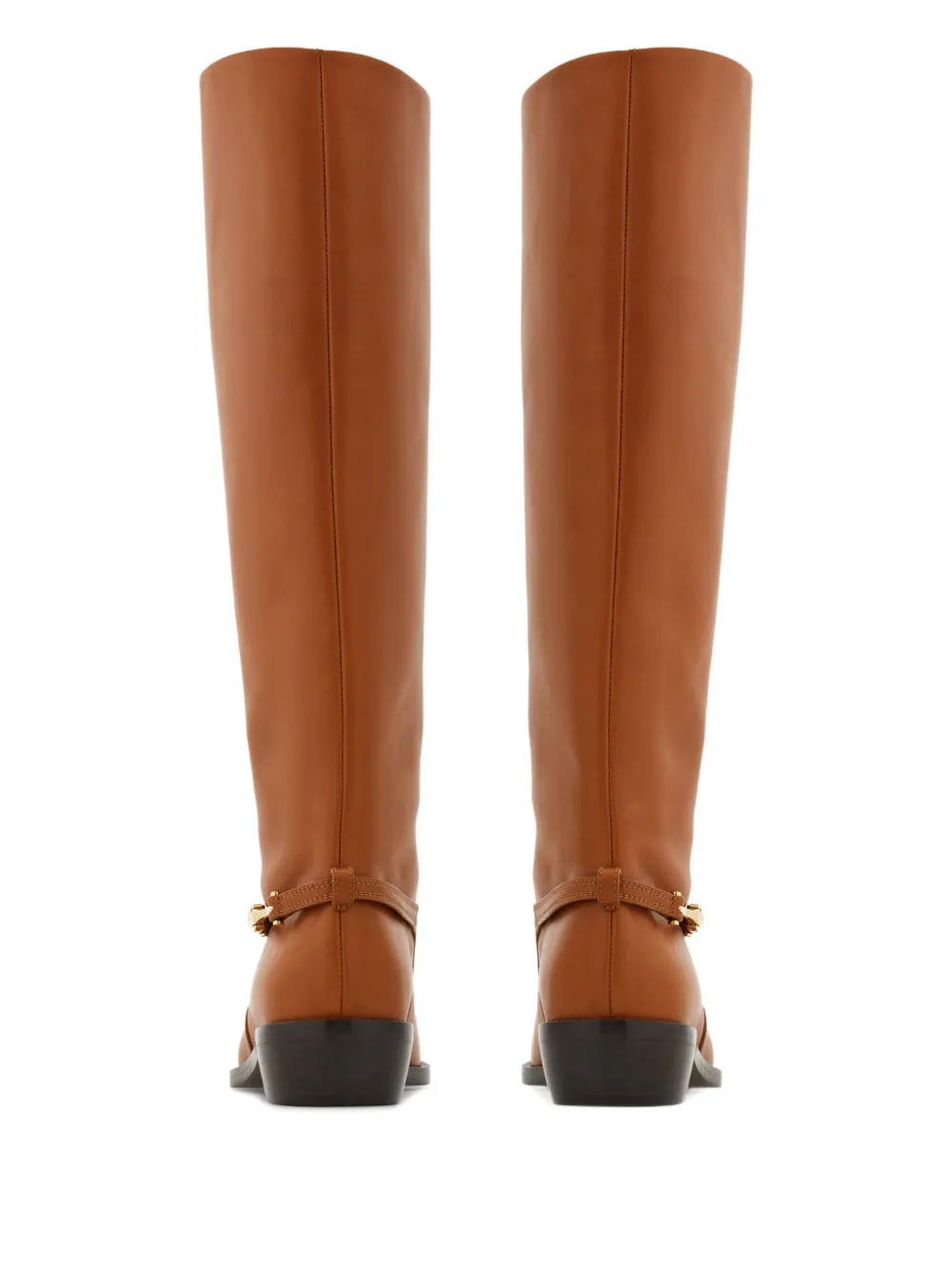 Ferragamo leather knee boots Brown