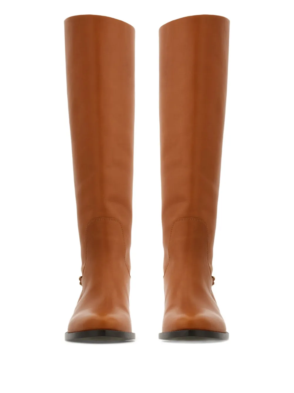 Ferragamo leather knee boots Brown