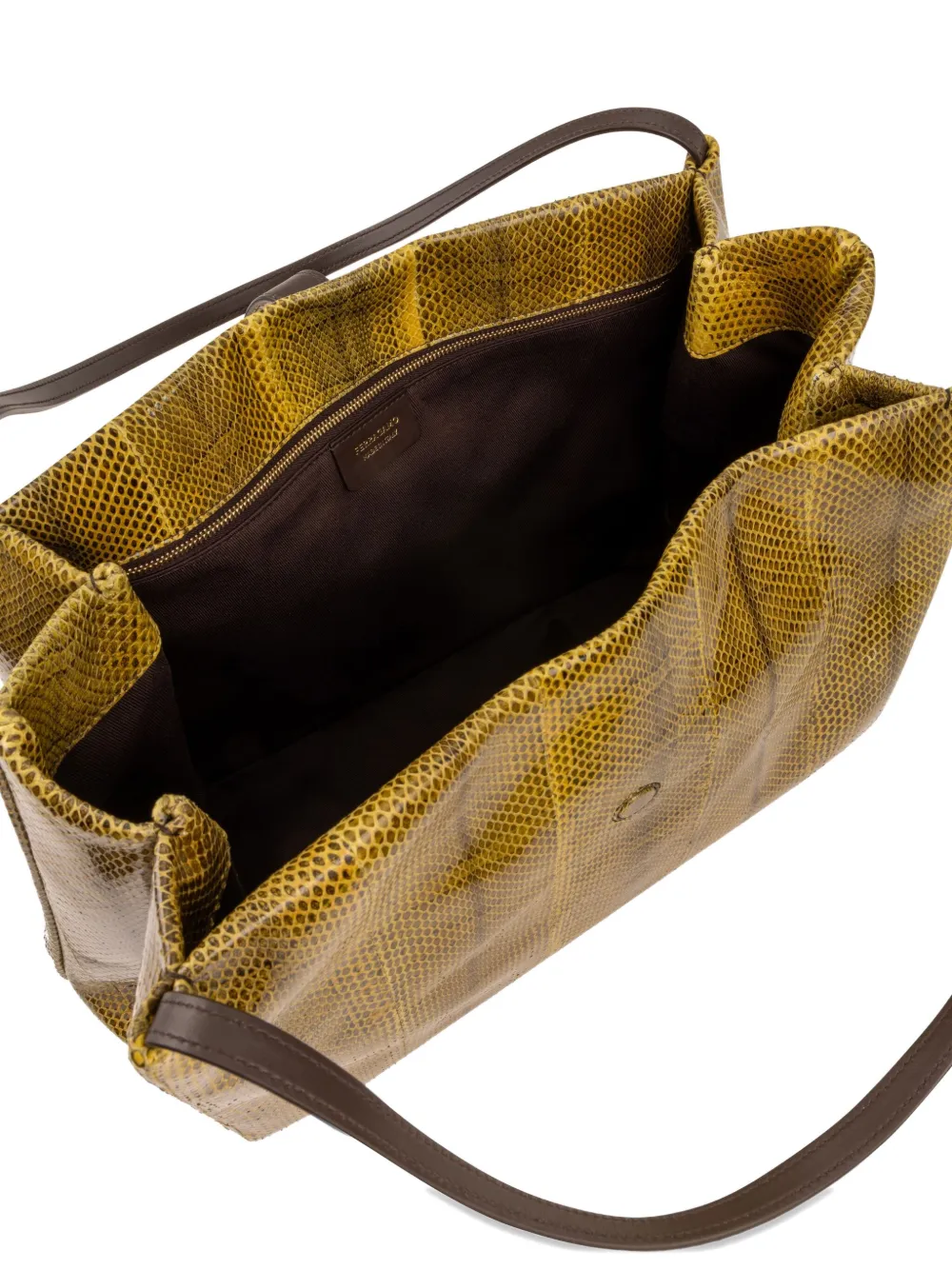 Ferragamo Large Snakeskin Gancio-hardware Tote Bag In Yellow