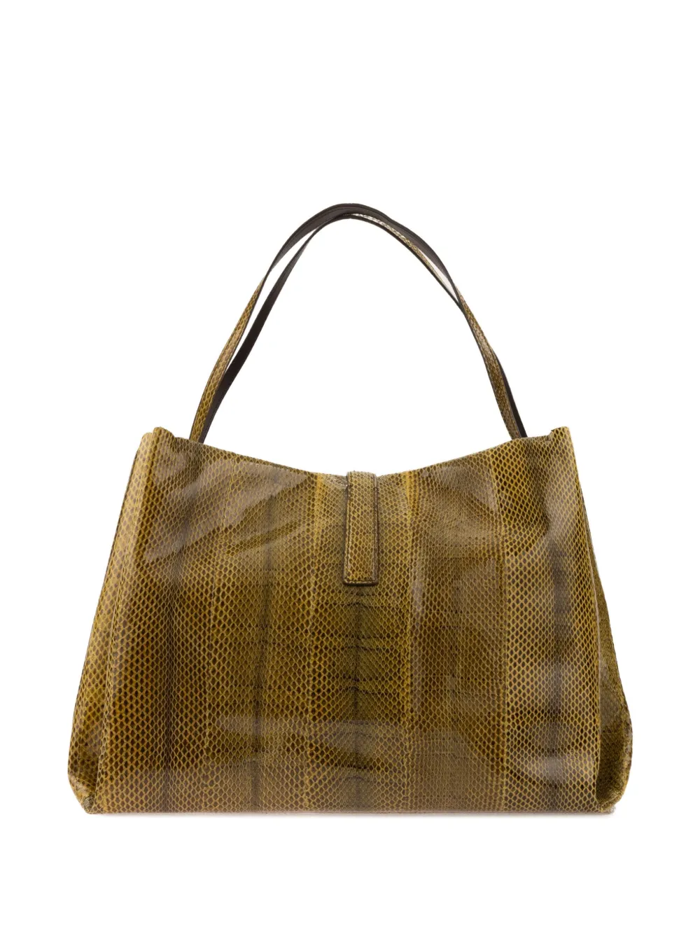Ferragamo Large Snakeskin Gancio-hardware Tote Bag In Yellow