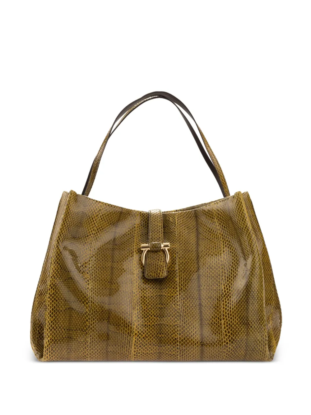 large snakeskin Gancio-hardware tote bag