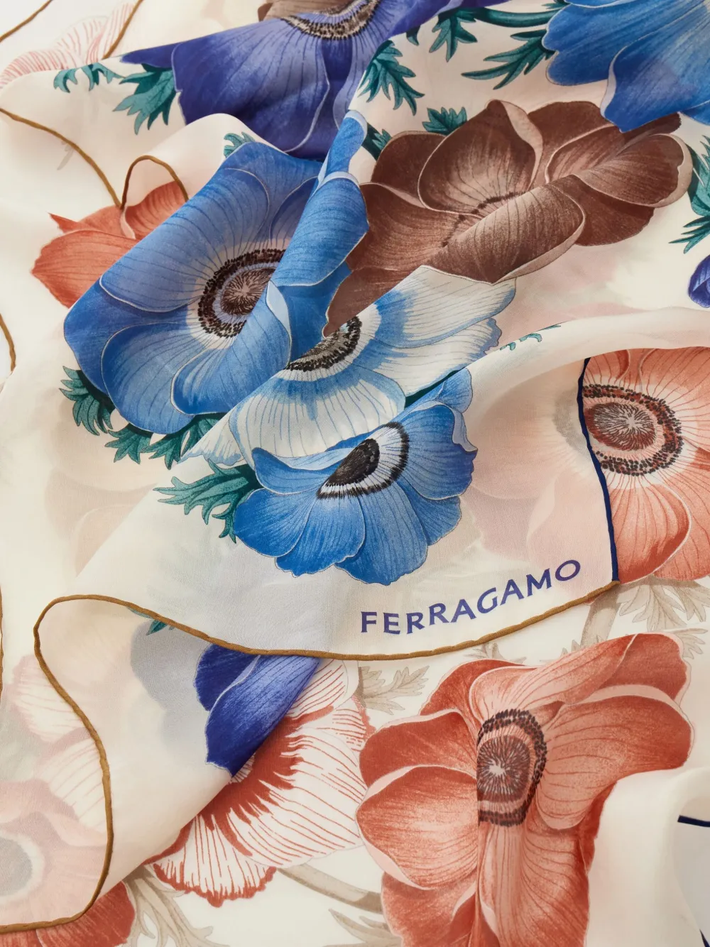Ferragamo Anemone-print Silk Scarf In White