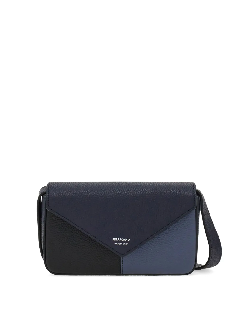 colour-block leather shoulder bag