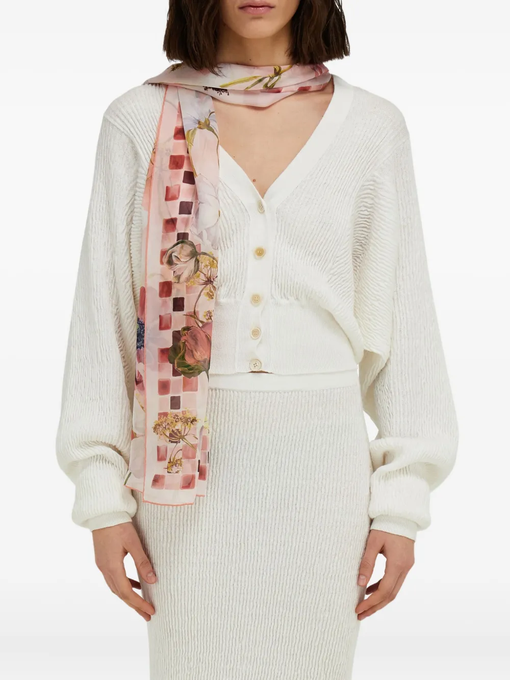 Ferragamo Zijden sjaal met Fiori-print Roze