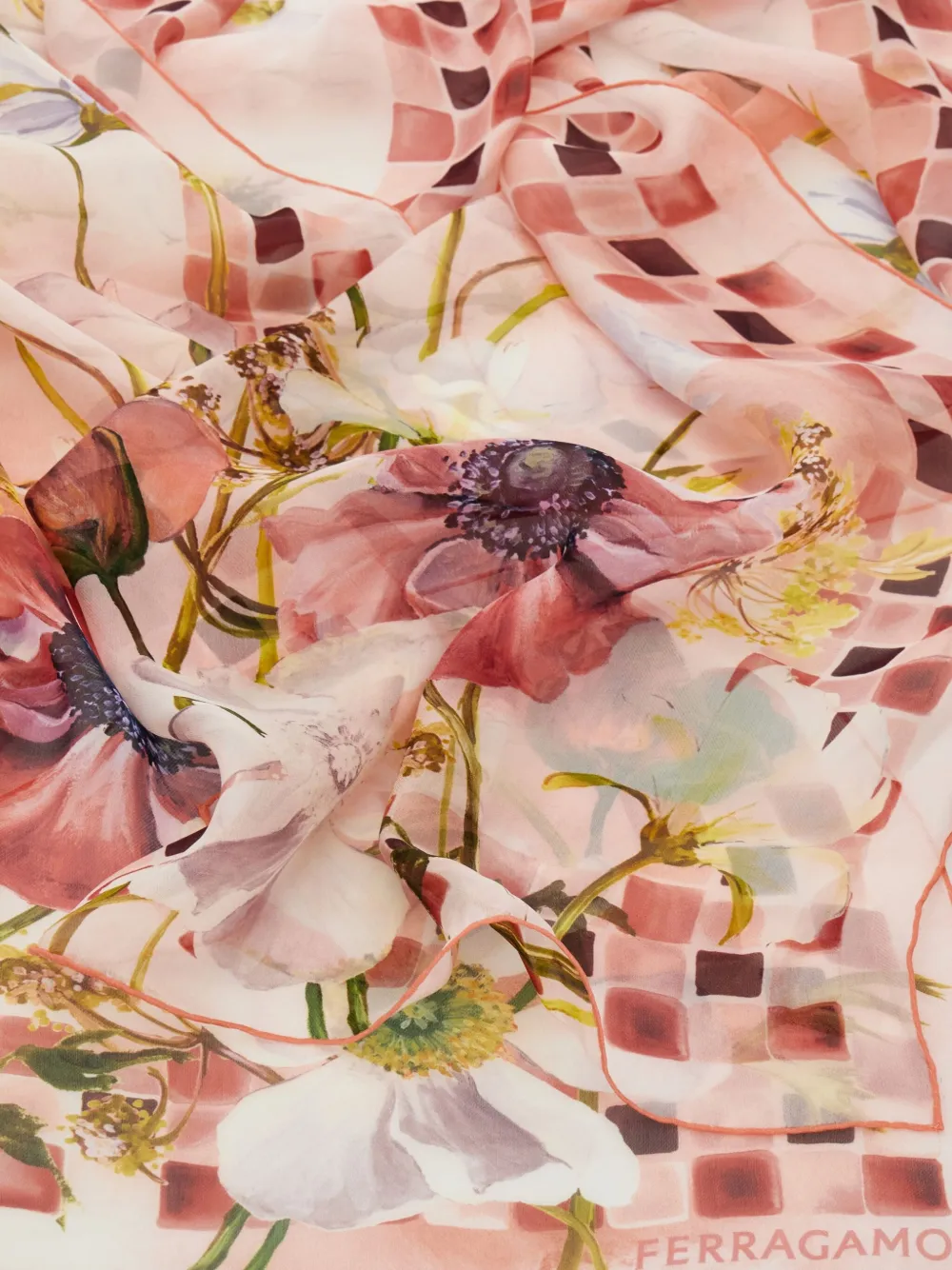 Ferragamo Zijden sjaal met Fiori-print - Roze