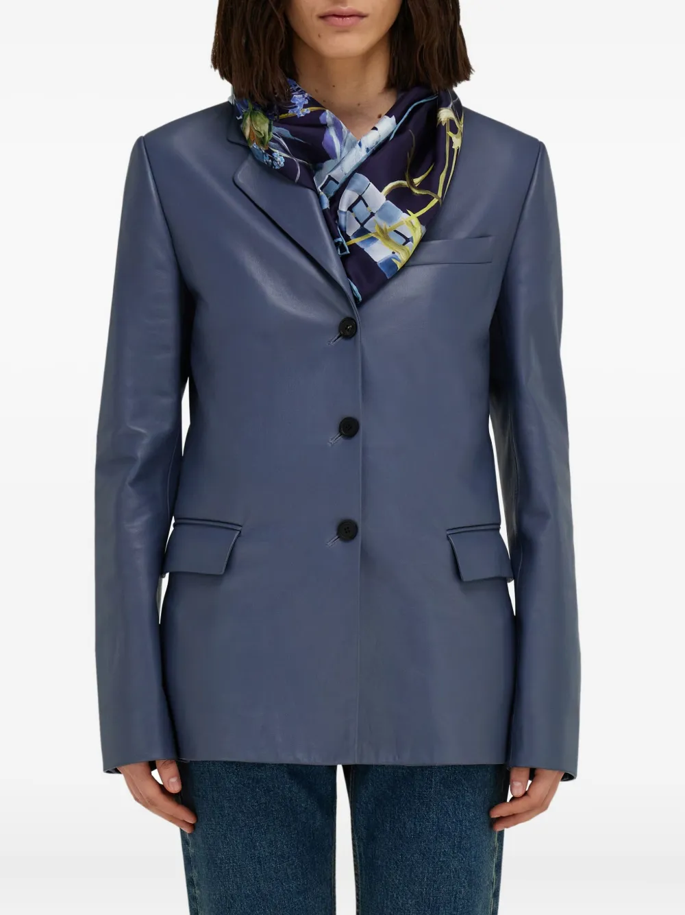 Ferragamo Zijden sjaal met Fiori-print Blauw