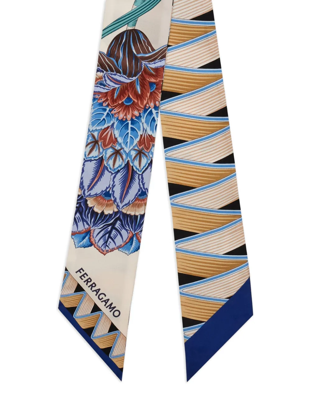 Ferragamo floral-print silk scarf - ブルー Ferragamo floral-print silk scarf - ブルー