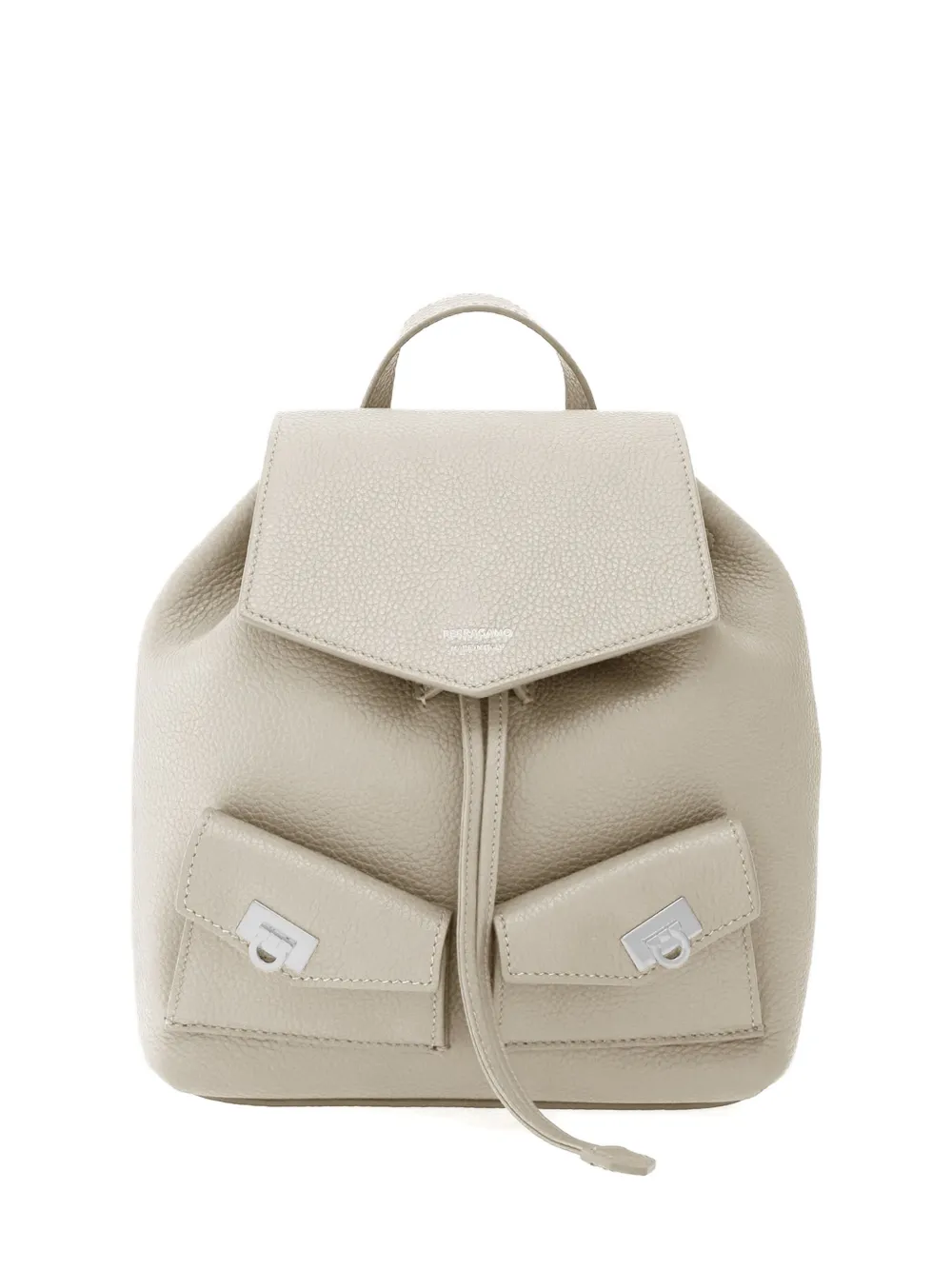 Ferragamo Geometric-flap Drawstring Backpack In Neutral