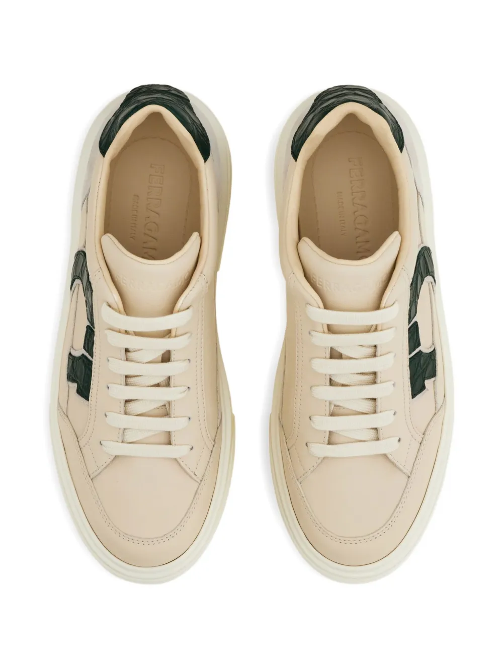 Ferragamo embossed-logo panelled sneakers Neutrals