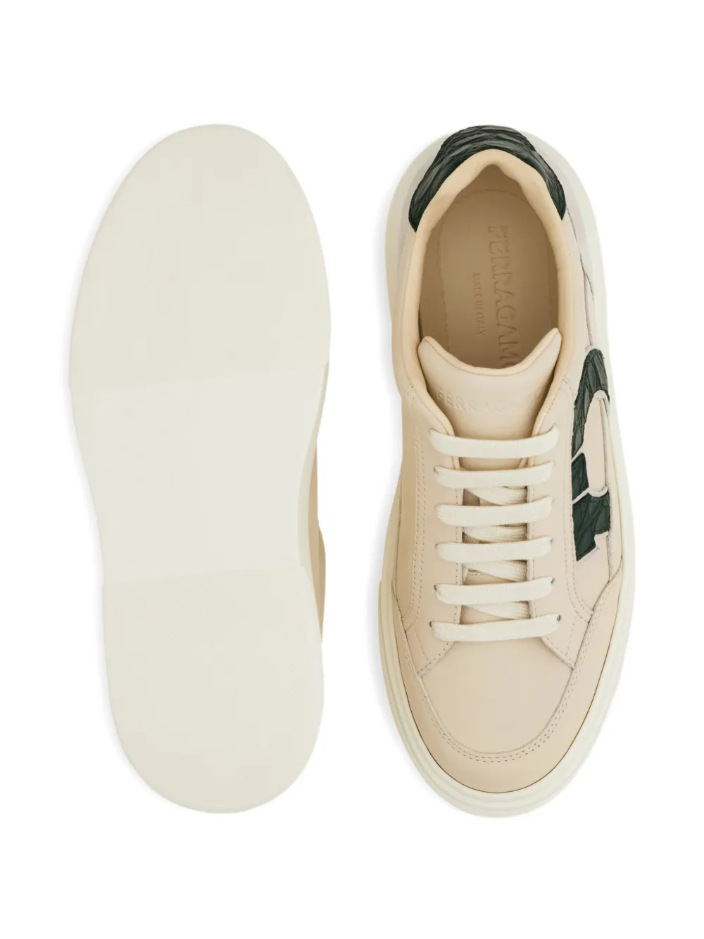 Ferragamo embossed-logo panelled sneakers Neutrals