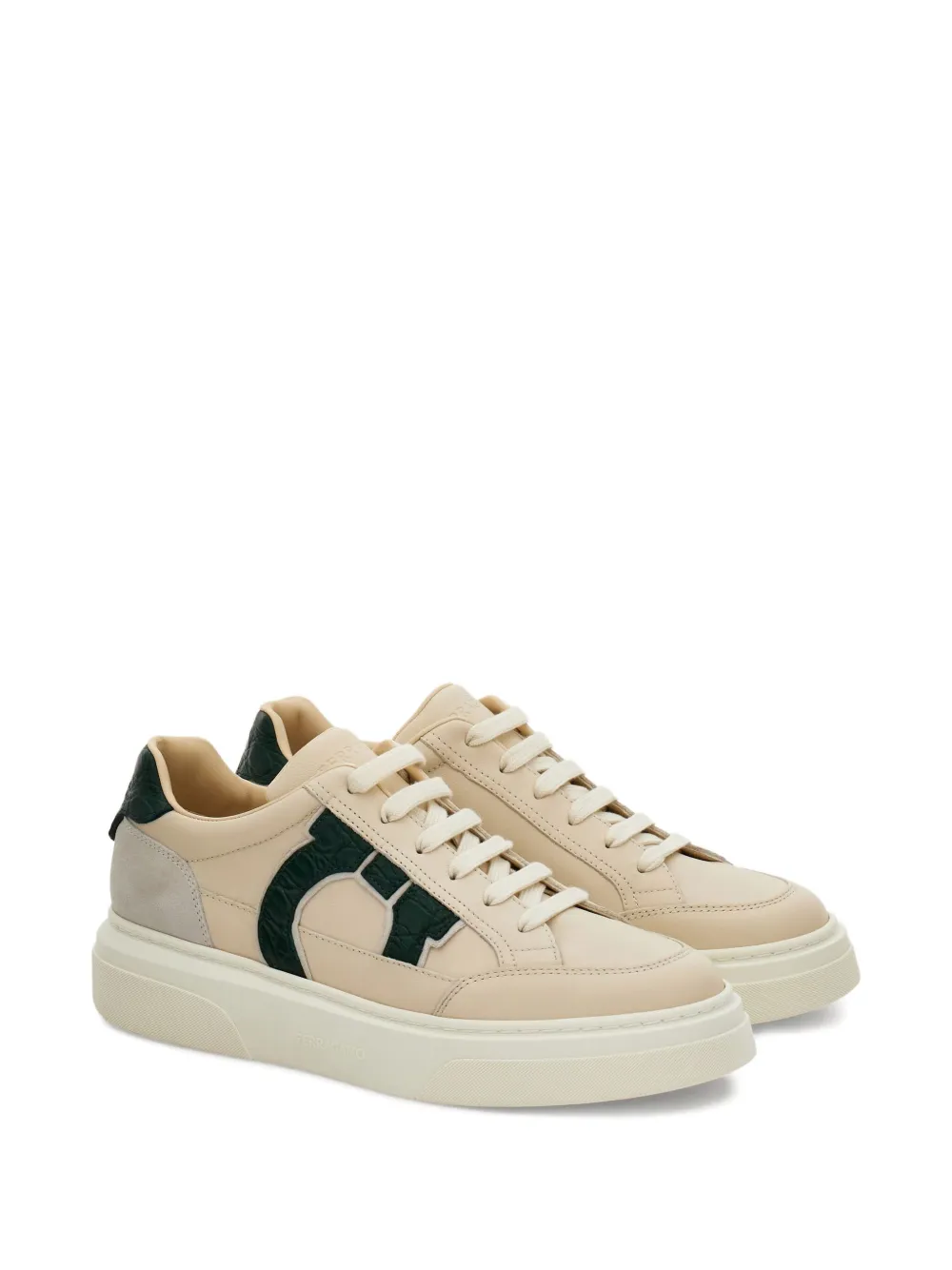 Ferragamo embossed-logo panelled sneakers Neutrals