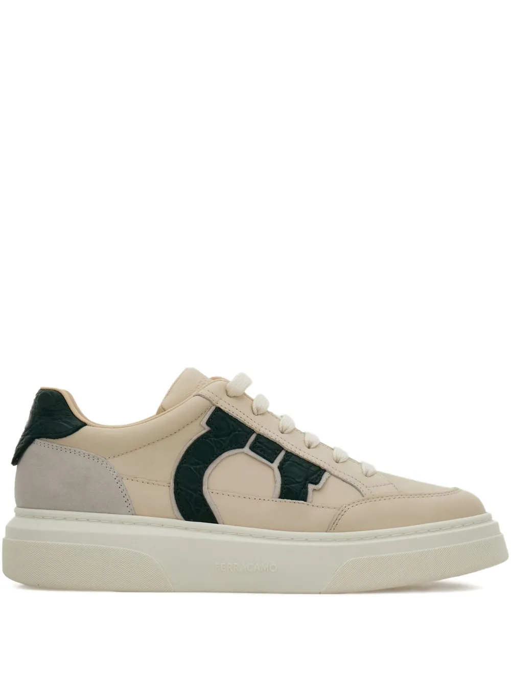 Ferragamo embossed-logo panelled sneakers Neutrals