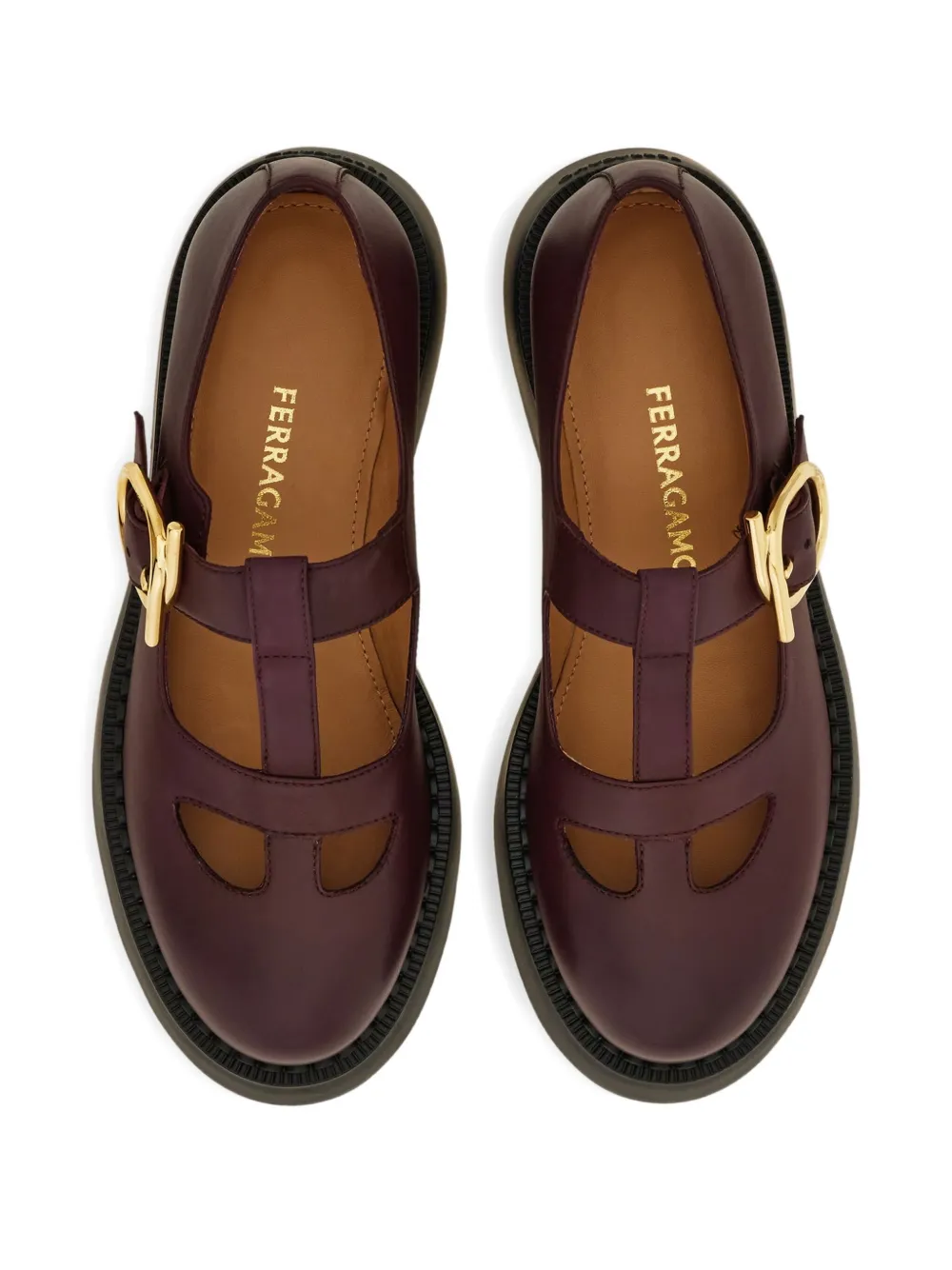 Ferragamo T-strap Buckle Loafers In Red