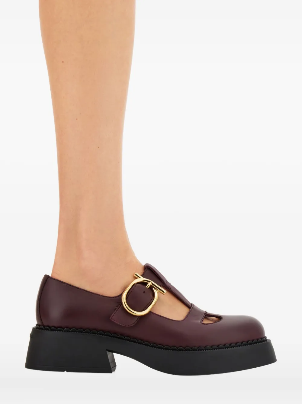 Ferragamo T-strap Buckle Loafers In Red