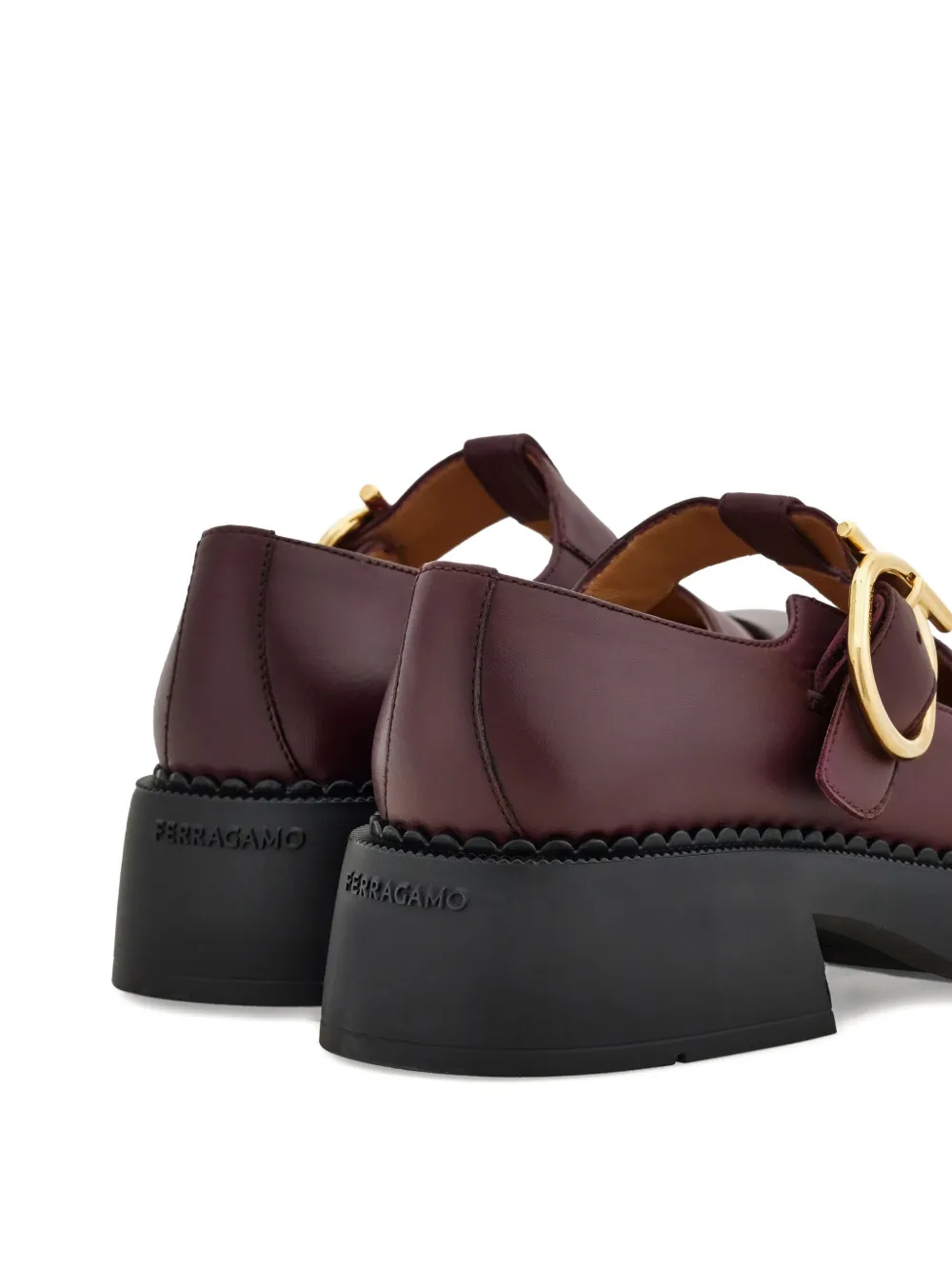 Ferragamo T-strap Buckle Loafers In Red