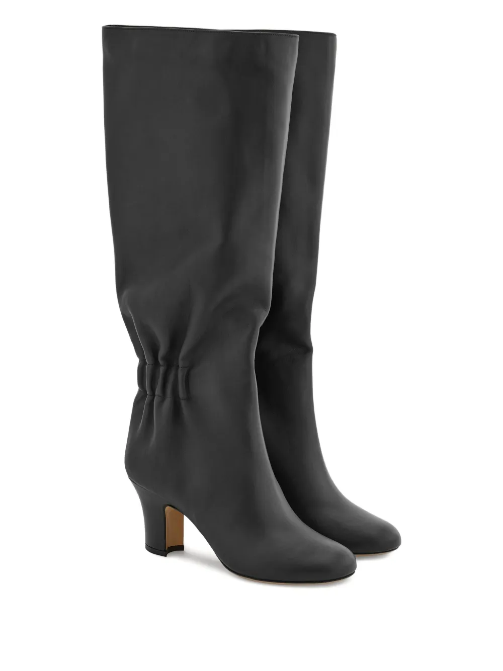 Ferragamo 70mm ruched leather boots Black