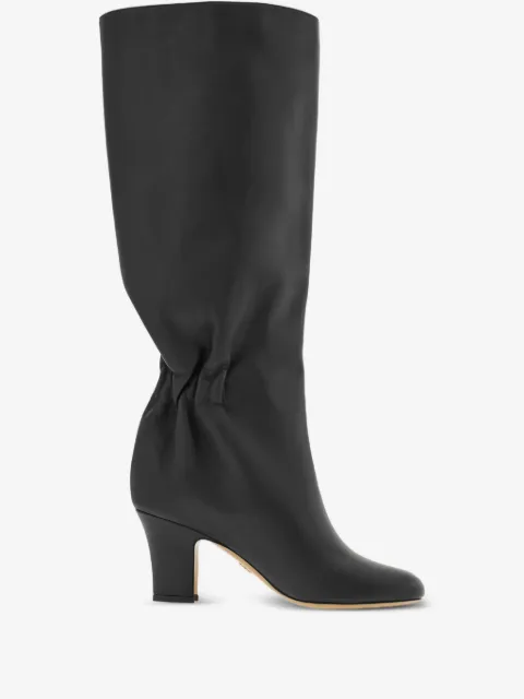 70mm ruched leather boots